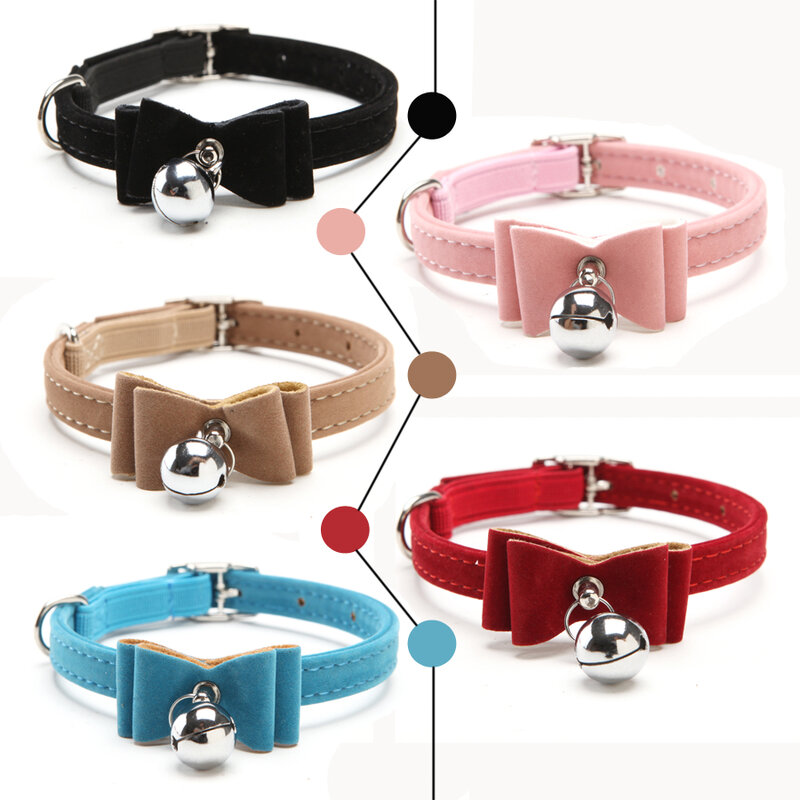 蝶ネクタイ-小型犬の猫の首輪,柔らかい安全なペット製品,ベル付きのペットの首輪,子犬
