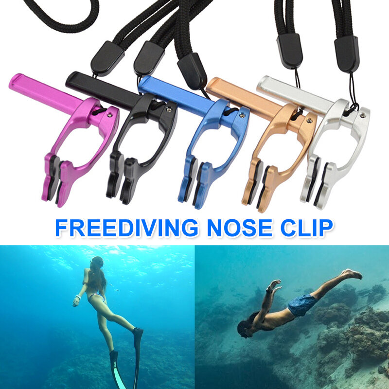Clipe de nariz de mergulho livre de liga de alumínio confortável mergulho surf swim nose clips almofada de silicone antiderrapante em ambos