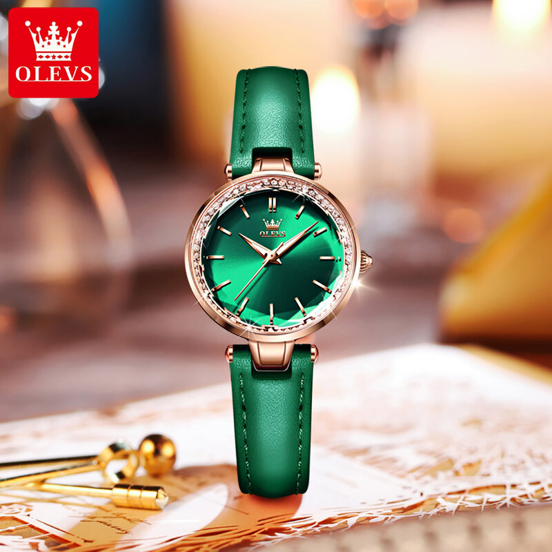 Olevs alta qualidade moda feminina relógio de pulso à prova dwaterproof água quartzo corium cinta relógios para mulher