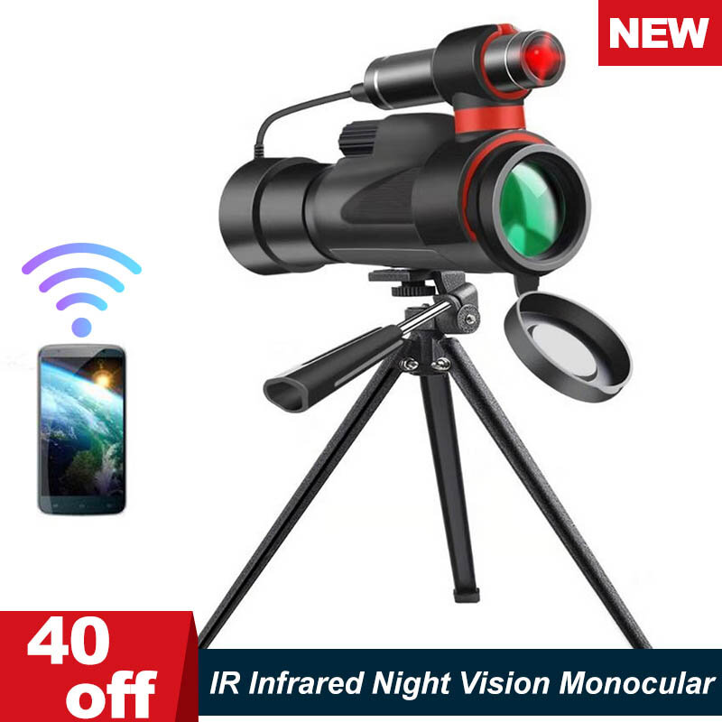 Dispositivo de visión nocturna 1920x1080 FHD, Monocular potente Wifi, telescopio infrarrojo IR para teléfono inteligente, Spyglass militar