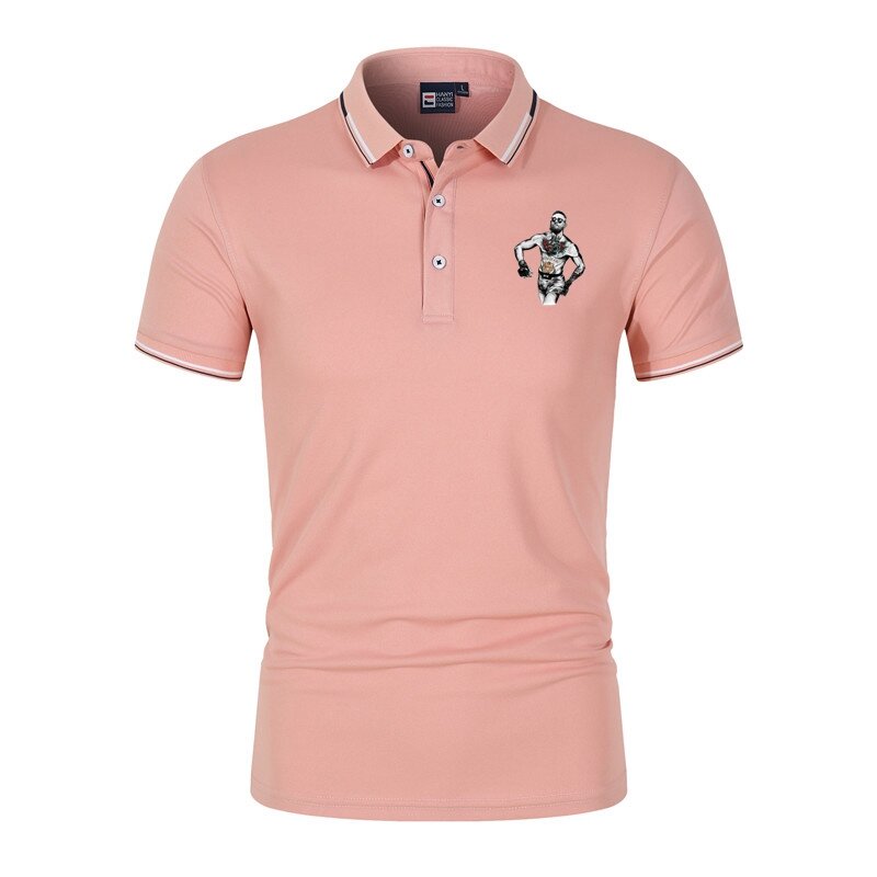 Summer Polo Shirt Men's Cotton Blend Cool Anti-Wrinkle Casual Men Polo Quick Dry Front Back Print Boxer Connor Free Shipping