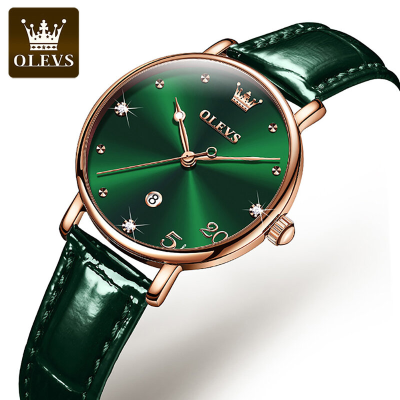 Olevs Trendy Hoge Kwaliteit Quartz Vrouwen Horloge Corium Riem Mode Horloge Voor Vrouwen Kalender