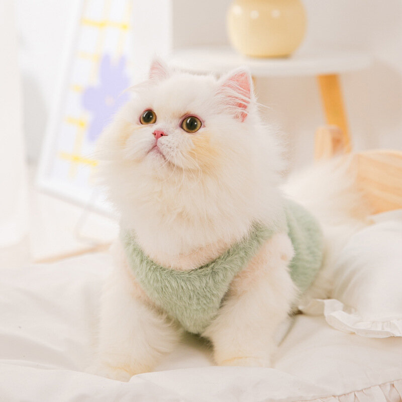 Imitation Mink Velvet Patch Vest Two-legged Little Dog Sweater Spring Pet Cat Clothes Autumn Winter Keep Warm Leisure Costume