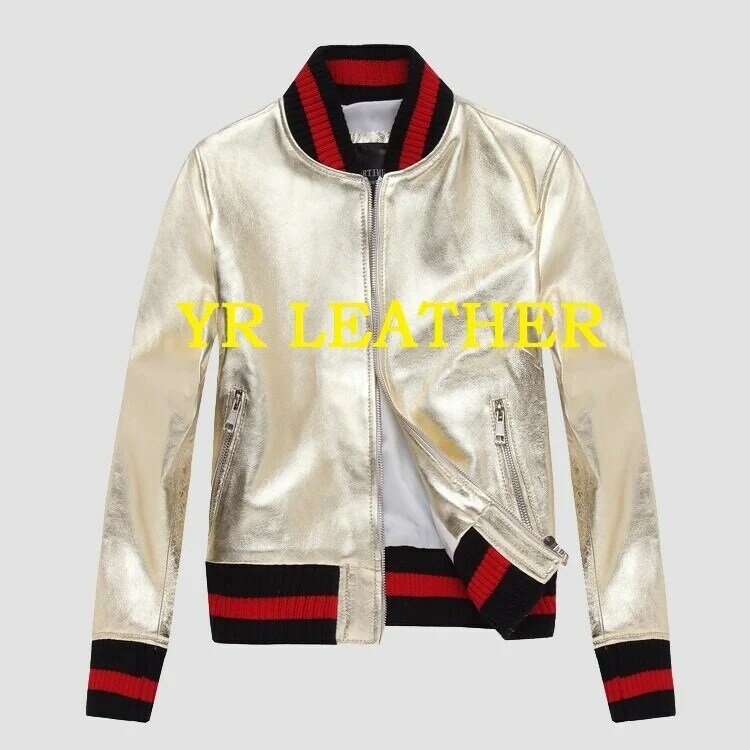 YR!-chaqueta de cuero genuino para mujer, abrigo de piel de oveja a la moda, chaqueta de béisbol fresca, talla grande, punk, venta gratis, 2019