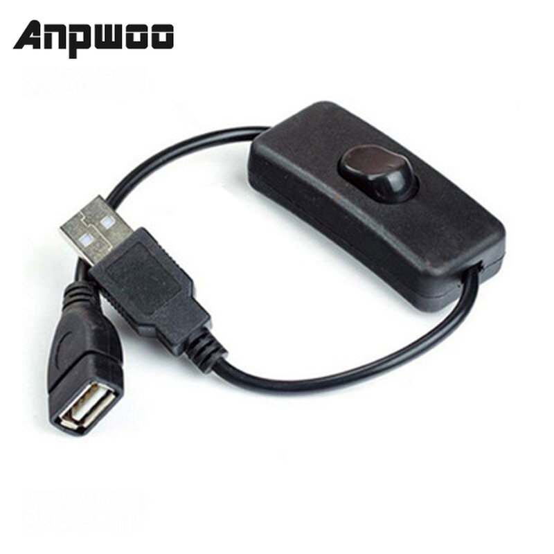 Кабель USB ANPWOO, 28 см, с переключателем включения/выключения, Удлинительный переключатель для USB-лампы, линия питания вентилятора, прочный адап...