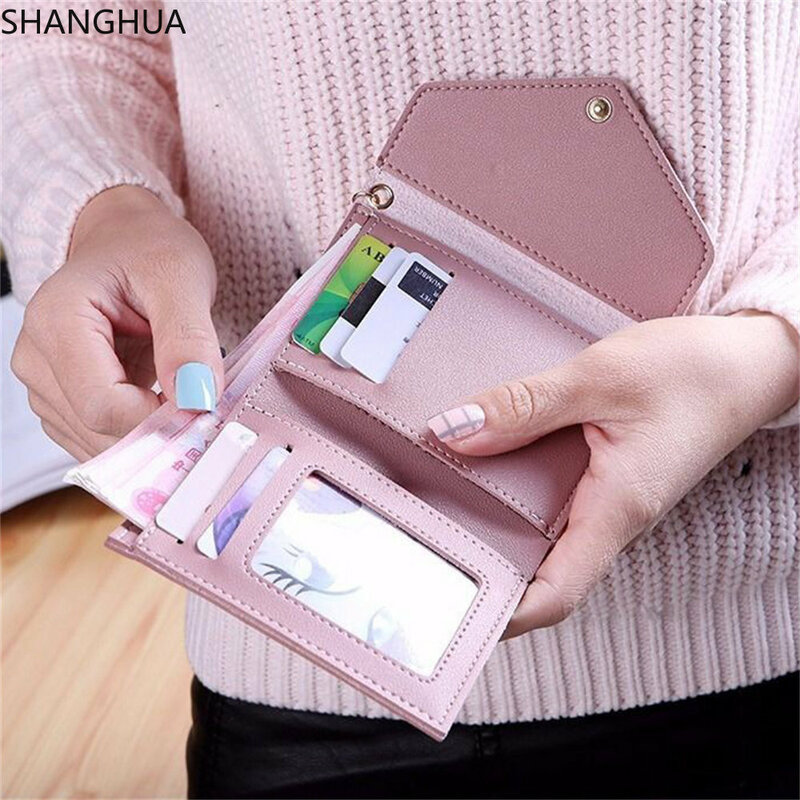 SHANGHUA portfel Trend w kształcie serca wisiorek prosty moda wielofunkcyjny wzór Lychee damski portfel na karty