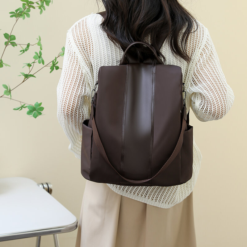 Женский рюкзак с защитой от кражи и открытой спиной, школьный ранец из ткани Оксфорд, Повседневная сумка на одно плечо