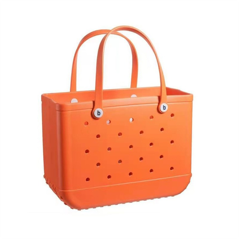 Fashion Solid Color Extra Large Beach Basket Bags Summer EVA Basket Women Big Capacity Beach Pouch Hole Totes Hobo Pocket