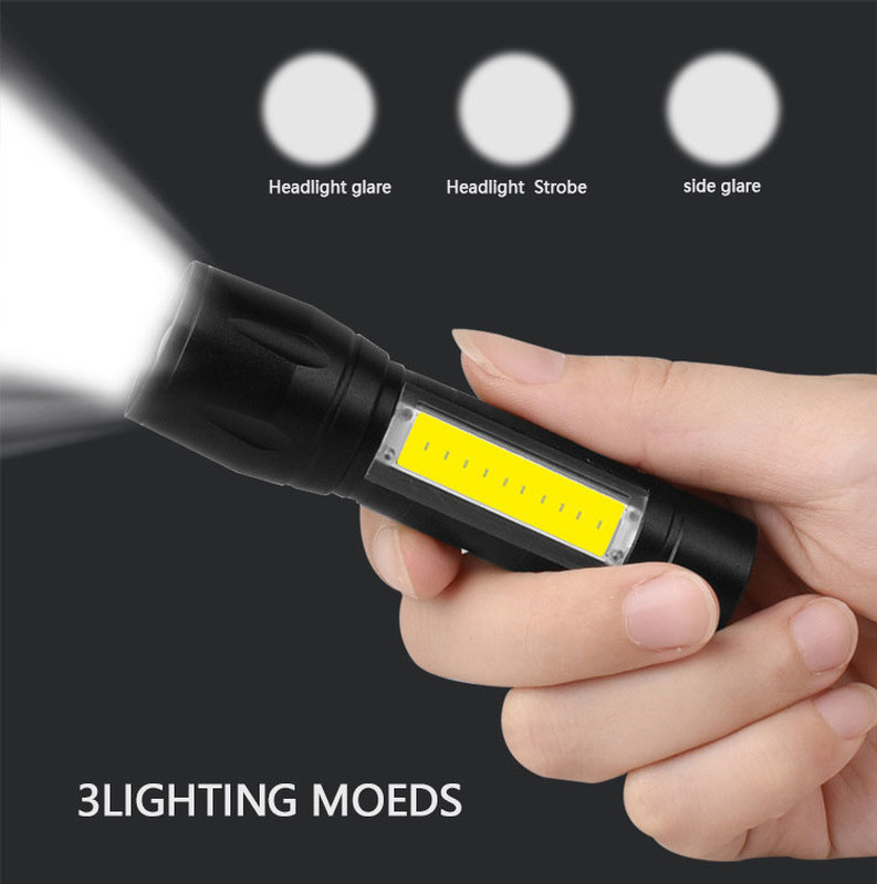 Senter LED Zoom Dapat Diisi Ulang Portabel XP-G Q5 Lampu Kilat Lentera Senter 3 Mode Pencahayaan Lampu Kemah Senter Led Mini
