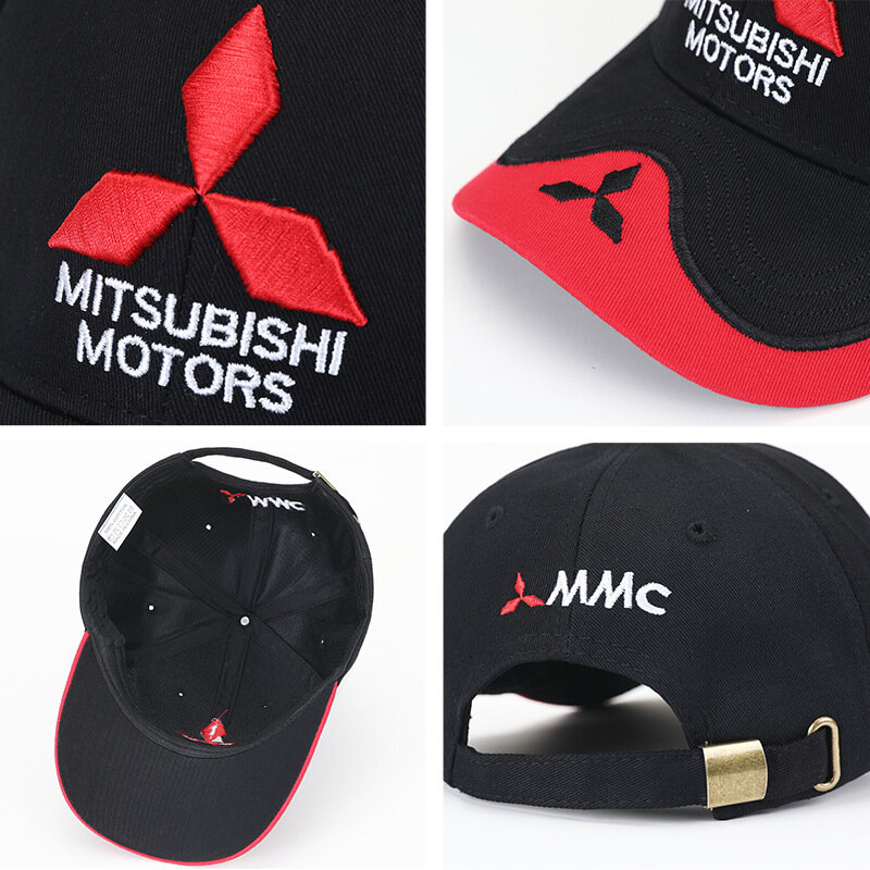 Topi Baseball Mitsubishi Fashion 3D Logo Mobil MMC Racing F Topi Surya Dapat Bernapas Luar Ruangan Topi Truk Hip Hop 1 Gorras