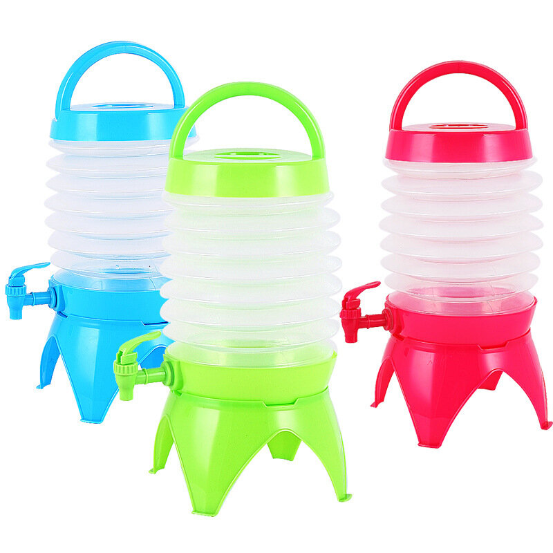5.5L Outdoor Foldable Water Container Camping Folding Water Bucket Fishing Travel Beer Juice Drinking Storage Tap Bucket