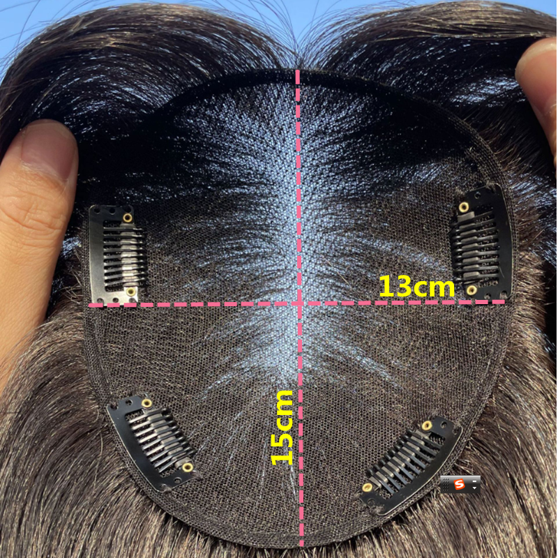 Auréola senhora beleza laço suíço invisível cabelo humano toppers clip em coroa hairpieces para suave volume de perda de cabelo natural preto