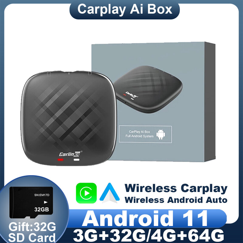 Android 11 Ai กล่องไร้สายขนาดเล็ก Carplay Android อัตโนมัติสำหรับ Mercedes Benz BMW Audi Volkswagen VW Opel รถมัลติมีเดีย GPS