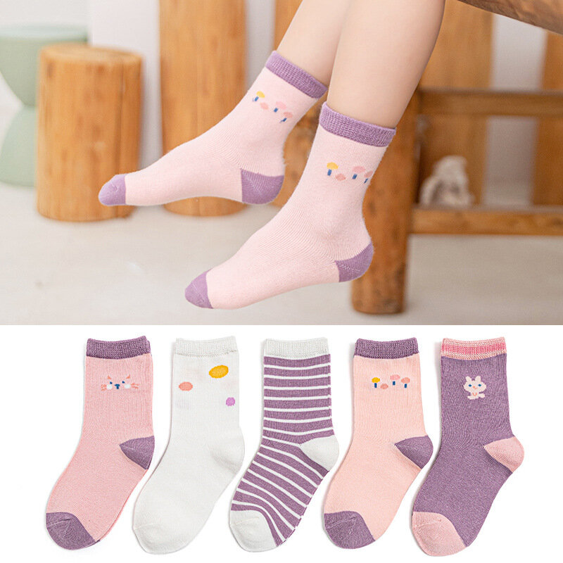 5 парт/Лот, зимние осенние носки для маленьких девочек и мальчиков, милые Мультяшные хлопковые теплые напольные носки до щиколотки для детей...