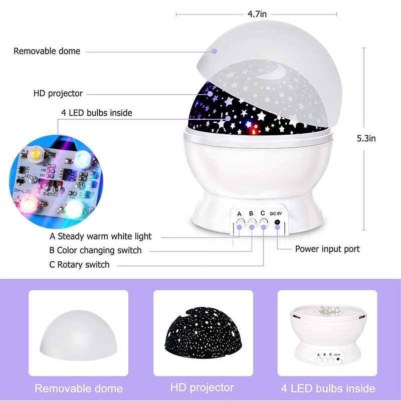 Starry Sky Ster Projector Nachtlampje Ingebouwde Bluetooth Speaker Voor Baby Slaapkamer Decoratie Kind Kinderen Verjaardag Presenteert Gift
