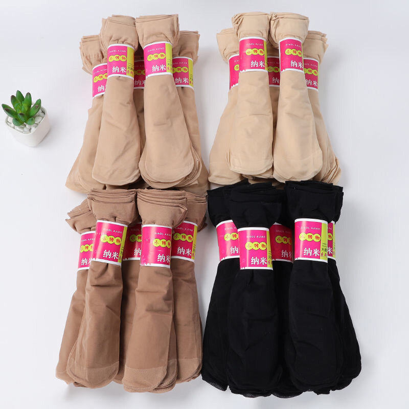 Calcetines cortos de cristal para mujer, medias de nailon elástico, de Color sólido, a bajo precio, para otoño