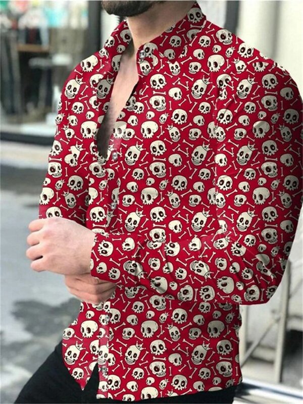 New Boyfriend Shirts Long Sleeve Slim Button Lapel Men's Tops Fall 2022 Fashion 3D Quicksand Print Noble Prom Party Shirts S-4XL