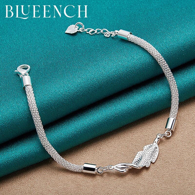 Blueench 925 Sterling Silver Snake Chain Fashion Bracelet For Women Wedding Wedding Party Fashion Glamour Jewelry