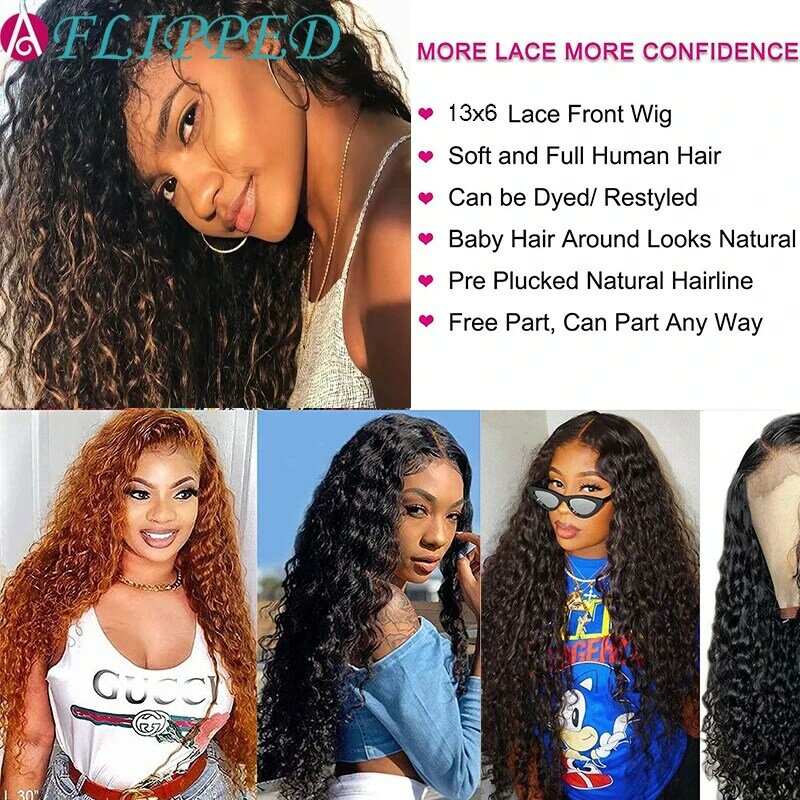 Mongolian Kinky Curly Lace Wig Brazilian Remy Pre Plucked Human Hair Lace Wigs Bleached Knots 13x6 Lace Part Wig With Baby Hair