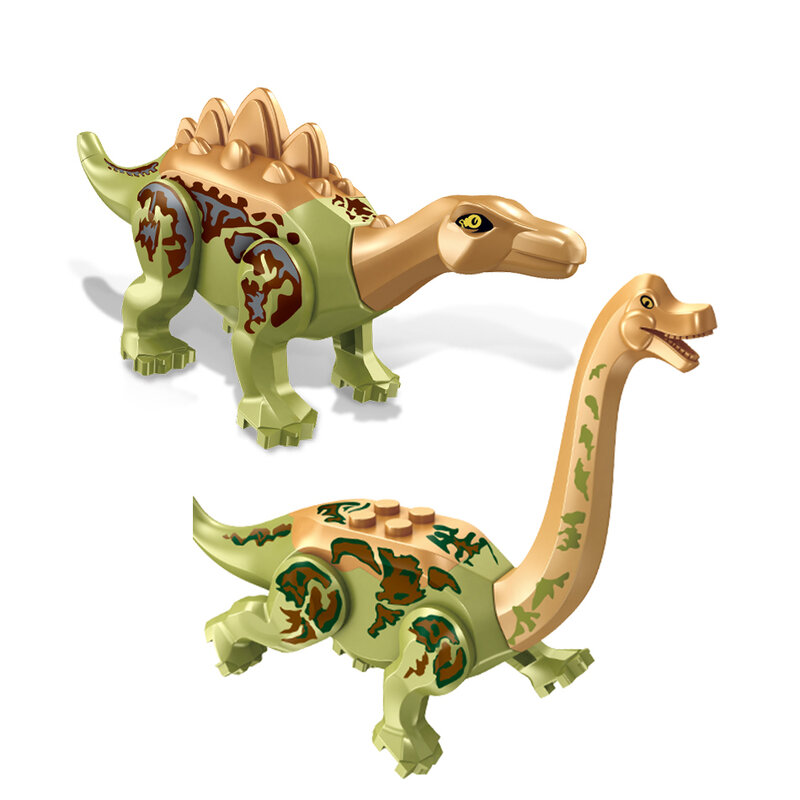 Mainan Anak-anak Dunia Jurassic Raptor Blok Bangunan Figur Batu Bata Triceratops Model 8 Buah Dinosaurus Hadiah Natal