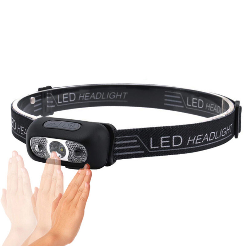 Linterna de Cabeza LED Recargable, Luz con Sensor de Movimiento, USB, Ideal para Ir de Acampada