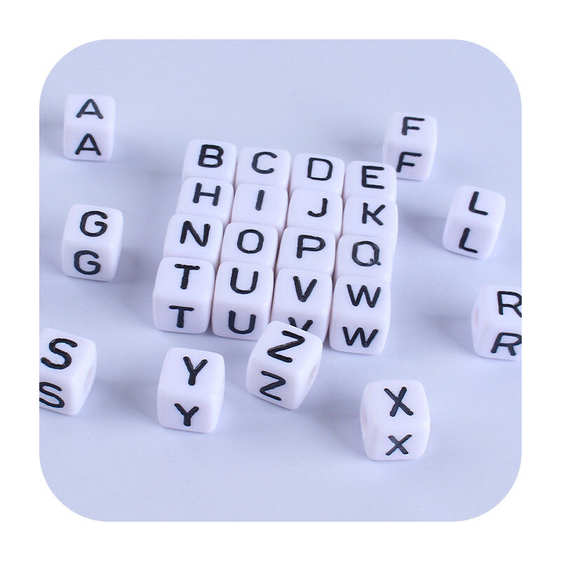 10Pcs 10MM ลูกปัดซิลิโคนตัวอักษรตัวอักษรภาษาอังกฤษ DIY ส่วนบุคคล Pacifier ห่วงโซ่ชื่อ Soothe Teethers ของเล่น