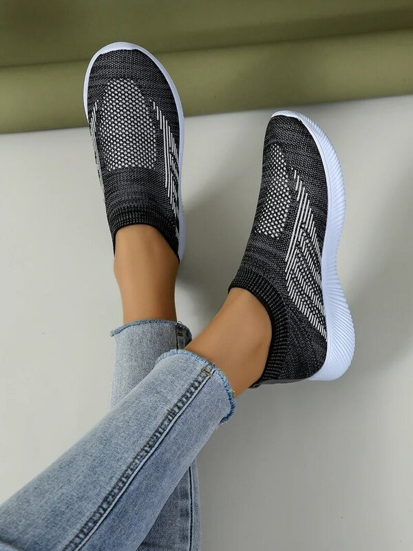 Sapatos casuais femininos tecidos malha esportes tênis de corrida casual plus size 36-43 sapatos femininos vulcanizados sapatos de caminhada