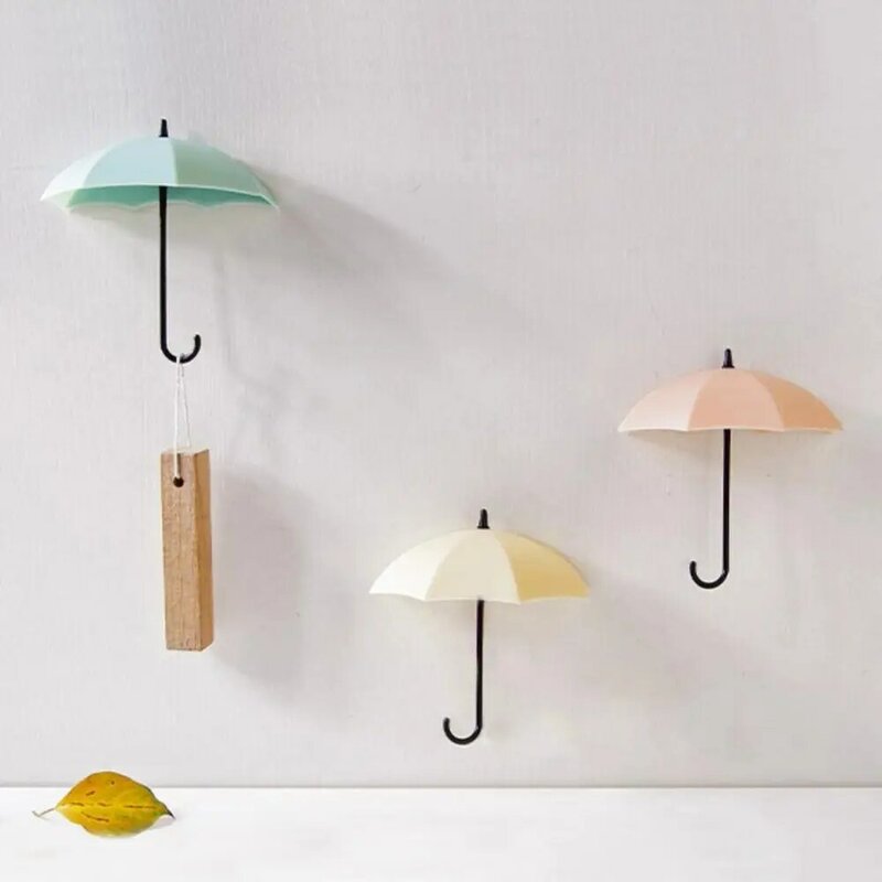 Gancho de parede decorativo 3 pçs mini guarda-chuva chave pendurado chaveiro titular organizador