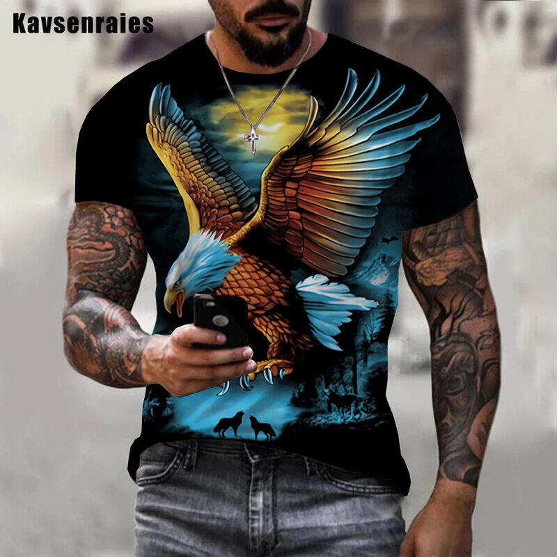 2022 de alta qualidade alta qualidade águia 3d impressão t-camisa das mulheres dos homens o-pescoço manga curta animal gráfico streetwear oversized camiseta