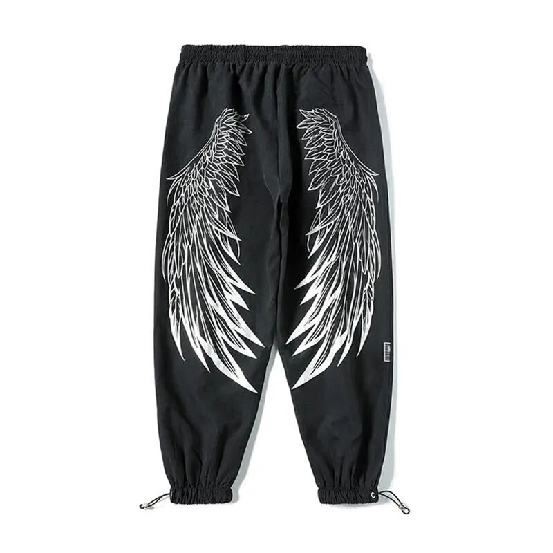 Men Pants Hip Hop Angel Wings Print Casual Joggers Men Summer Loose Sweatpants Plus Size Jogging Harajuku Streetwear Skateboard