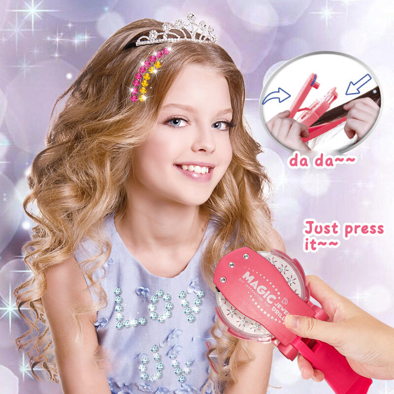 Estilo do cabelo decoração kit diy hairgems blinger colar de cristal ferramenta para o telefone escudo fingir bling diamante brinquedos para a menina