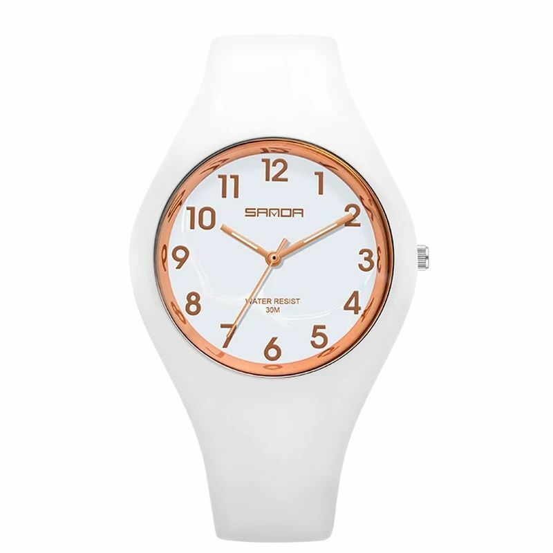 Relógio de pulso de quartzo feminino, impermeável, silicone simples, casual, analógico, relógio esportivo, luxo para mulheres