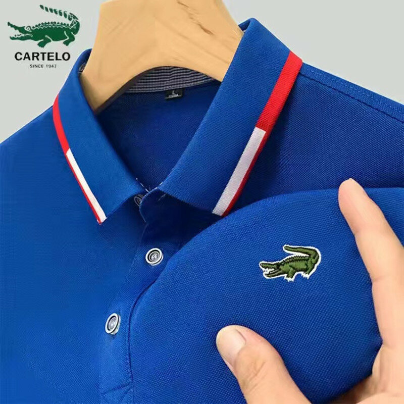 CARTELO 2023 Summer Embroidery Lapel Polo Shirt Men's Short Sleeve Business Casual Fashion Slim Fit Polo Shirt Male T-shirt