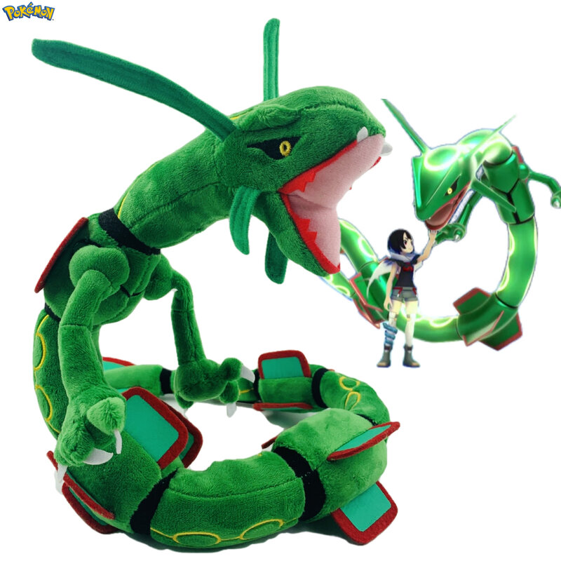 80cm Pokemon Rayquaza Easter Plush Doll Sitting Green Dragon With Skeleton Modeling Plushie Toy Kawaii Toys For Children