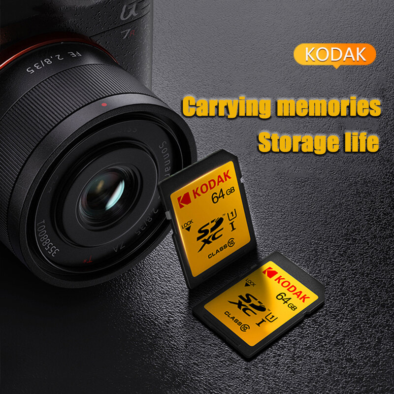 Memori KODAK Kartu SD 64GB untuk Kamera Digital SLR 4K SDXC SDHC Class10 V30 100 MB/s UHS-I HD Kartu Kecepatan Tinggi 128GB 256GB 512GB