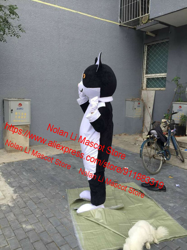 Wysokiej jakości kask EVA czarno-biały kot kostium maskotka kreskówka garnitur urodziny do odgrywania ról rozmiar dla dorosłych prezenty świąteczne 076