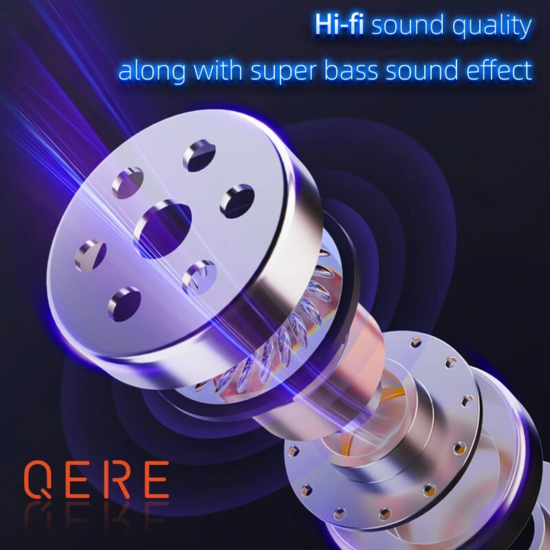 QERE-auriculares inalámbricos E20 TWS con Bluetooth V5.3, cascos HIFI con micrófono HD, controlador de 13mm, baja latencia de 68ms, 4 micrófonos + llamada ENC
