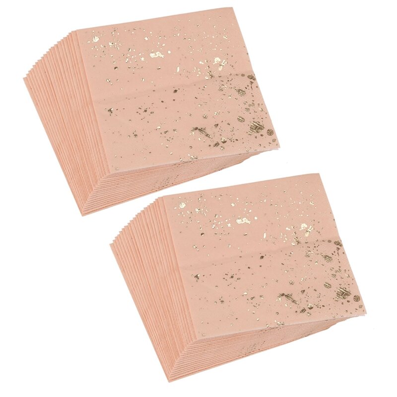 40X Goud Blokkeren Roze Marmeren Textuur Wegwerp Servies Set Papier Servetten Bruiloft Carnaval Servies Levert