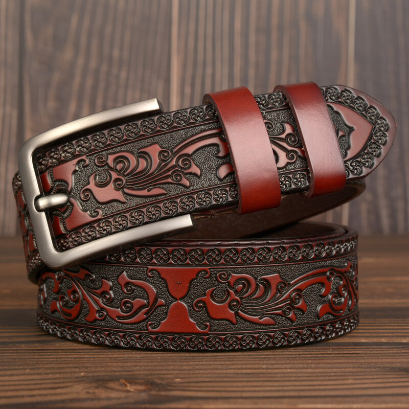 Men's Fashion Designer Belts Personality Carved Retro Waistband Business Luxury Cowhide Leather Formal Jeans Belts Dress Casual