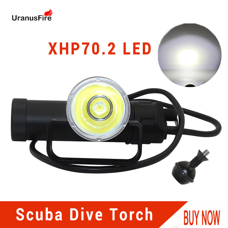 Uranusfire xhp70.2 led canister lâmpada de mergulho luz 4000lm lanterna mergulho à prova dunderwater água tocha de vídeo subaquático alimentado por 8*18650