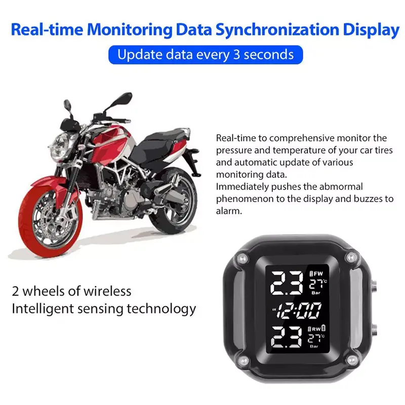 External Sensor TPMS Tire Pressure Monitoring System Digital LCD Waterproof Auto Security Alarm Systems Tyre Pressure