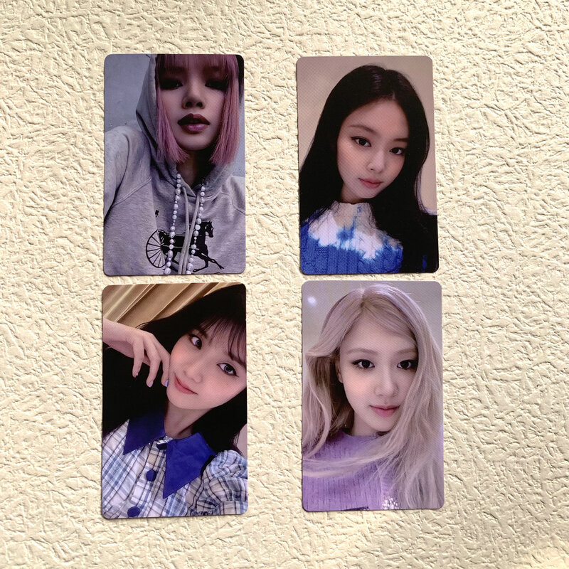 Kpop lisa jennie rosa jisoo 4 pçs nascido rosa cartão de presente especial fotocartões de dupla face lomo cartões fãs coleções