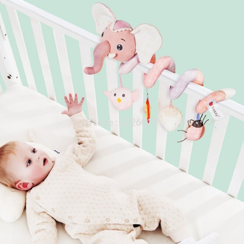 아기 유모차 편안한 박제 동물 딸랑이, 아기 침대 딸랑이 장난감 선물, 모바일 유아 유모차 장난감, 아기 걸이식 침대 벨 장난감