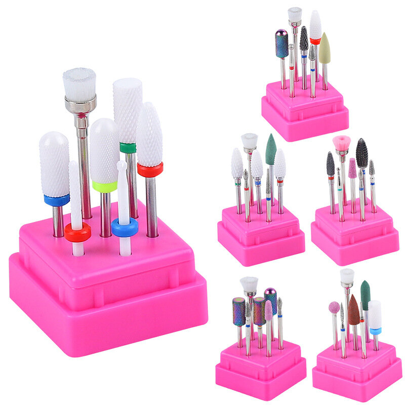 7PCS Combined Milling Cutters Set For Manicure Ceramic Nail Drill Bits Kit Electric Removing Gel Polishing Tools nail drill set