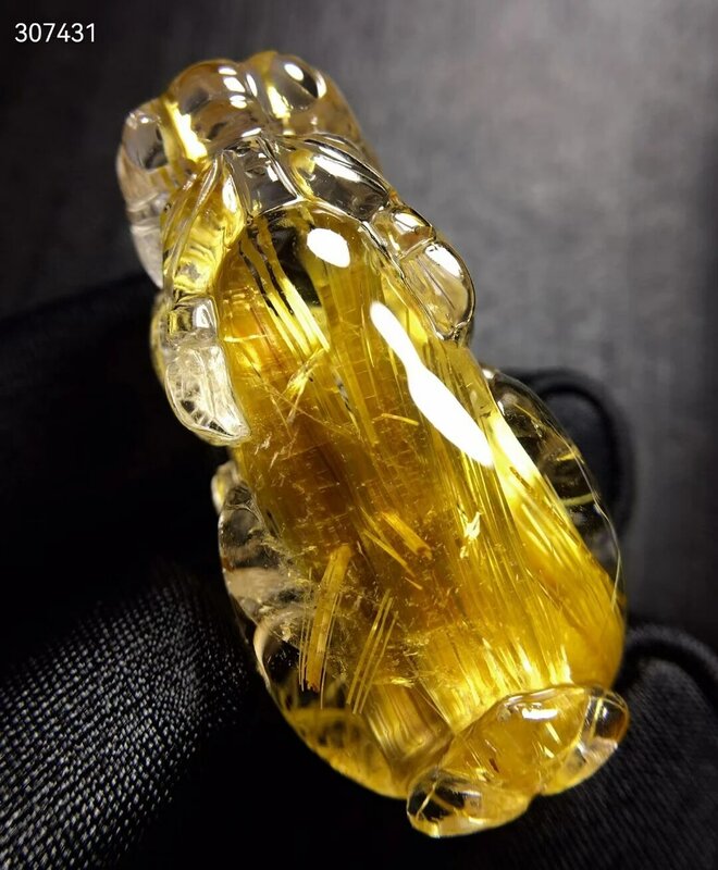 Ouro natural rutilated quartz pi xiu pingente brasil 39*20.6*18.4mm rutilated rico feminino masculino jóias aaaaaaaa