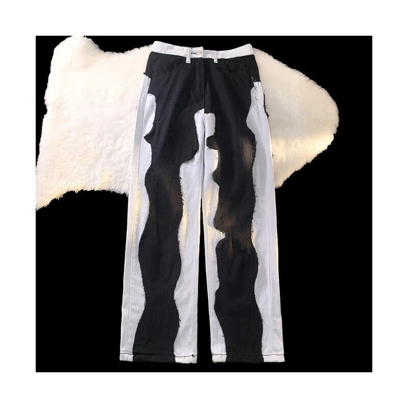 Pantalones vaqueros rectos para mujer, coreanos de Vaqueros cintura alta, Chic, rosa, Vintage, holgados, informales, a la moda, Y2K
