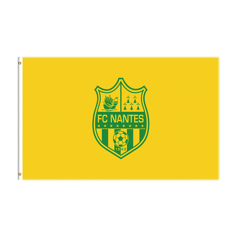 3X5ฟุต FC Nantes ธงโพลีเอสเตอร์พิมพ์ฝรั่งเศสฟุตบอลทีมแบนเนอร์สำหรับตกแต่ง