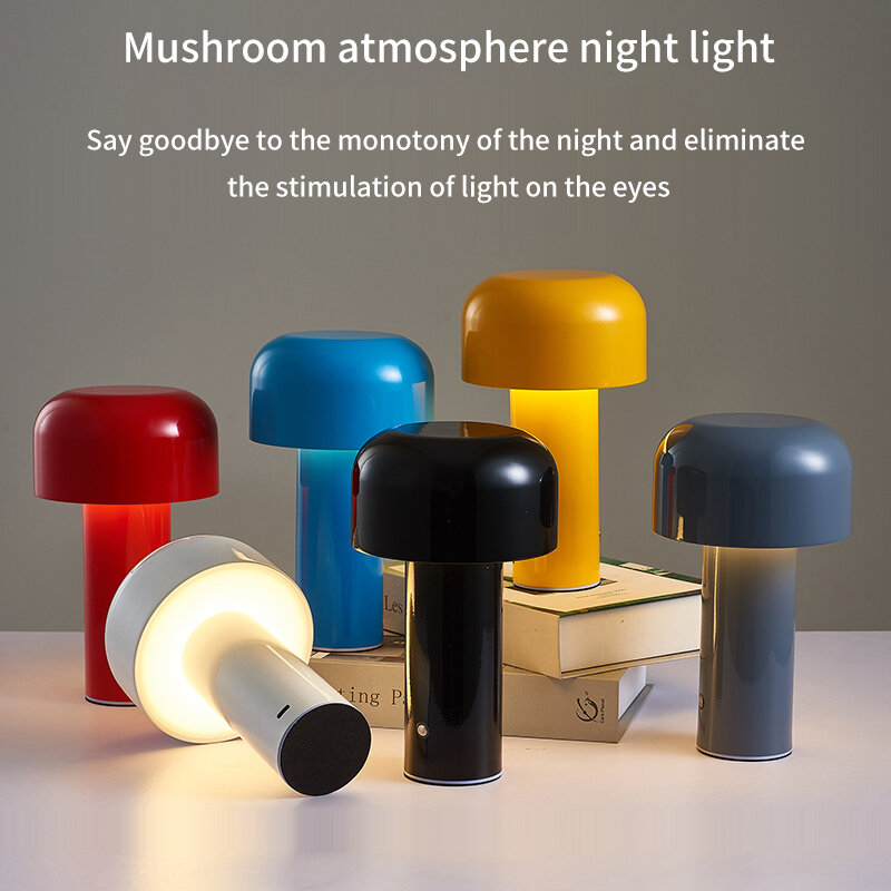 Lámpara de mesa creativa con forma de seta, luz LED de noche para dormitorio, Bar, lámpara de mesa recargable por USB, iluminación de decoración del hogar