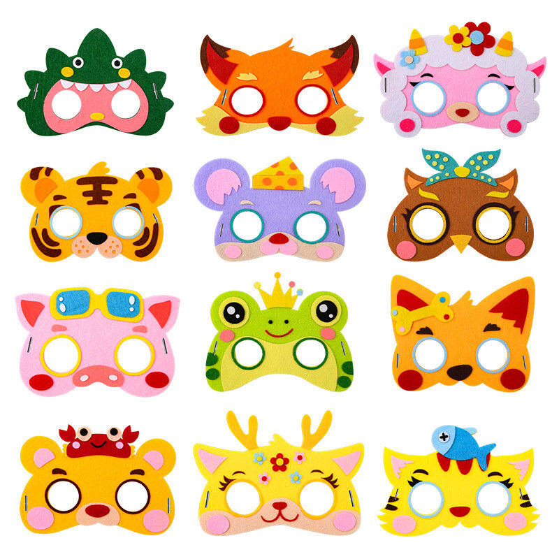 3Pcs Cartoon Tier EVA Maske Handwerk Spielzeug DIY Cartoon Party Kleid Bis Dschungel Kostüm Dekoration Lieferungen Kinder Leistung Spielzeug
