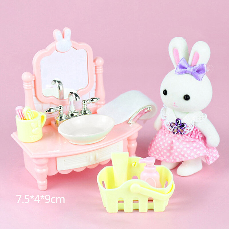 1Set Forest Family tema Dollhouse Miniature Rabbit Suit simulazione mobili scena Toy Doll House Decor accessori per case delle bambole
